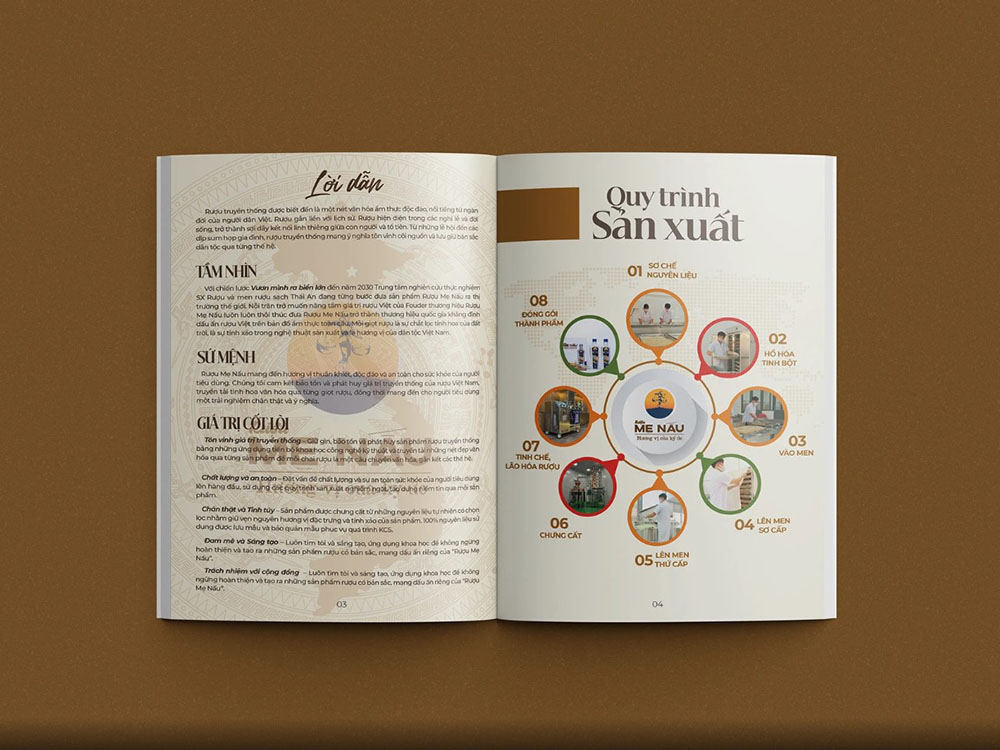 Brochure rượu mang đậm phong cách dân dã Việt Nam
