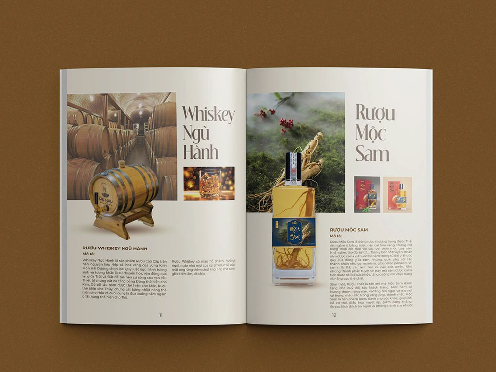 Brochure rượu mang đậm phong cách dân dã Việt Nam