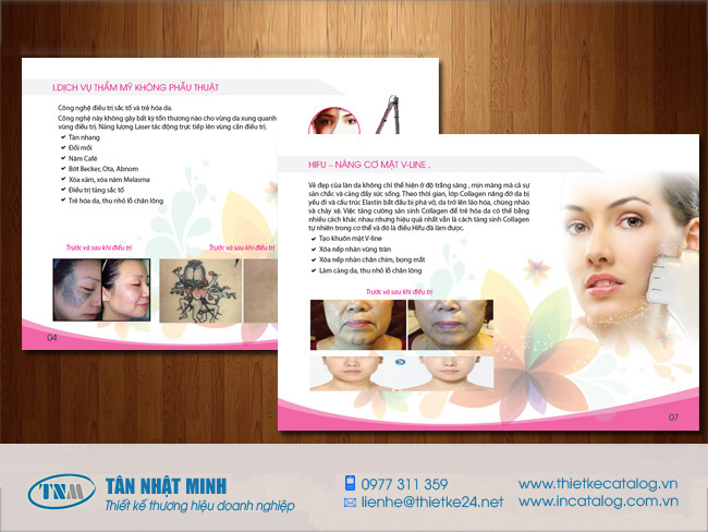 Thiết kế và in catalogue spa tại Tân Nhật Minh