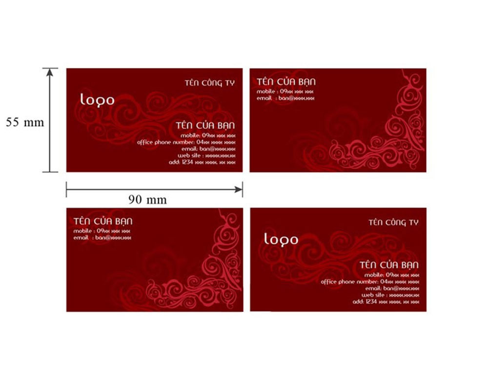 Kích Thước Chuẩn Của Card Visit