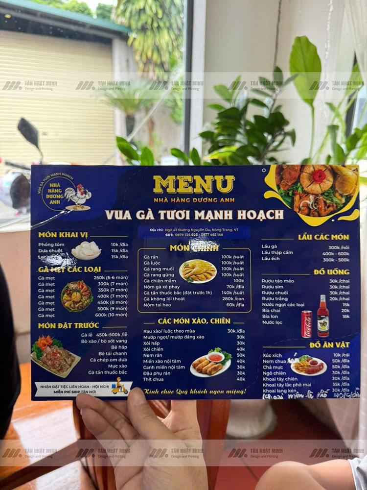 In menu nhựa chống nước