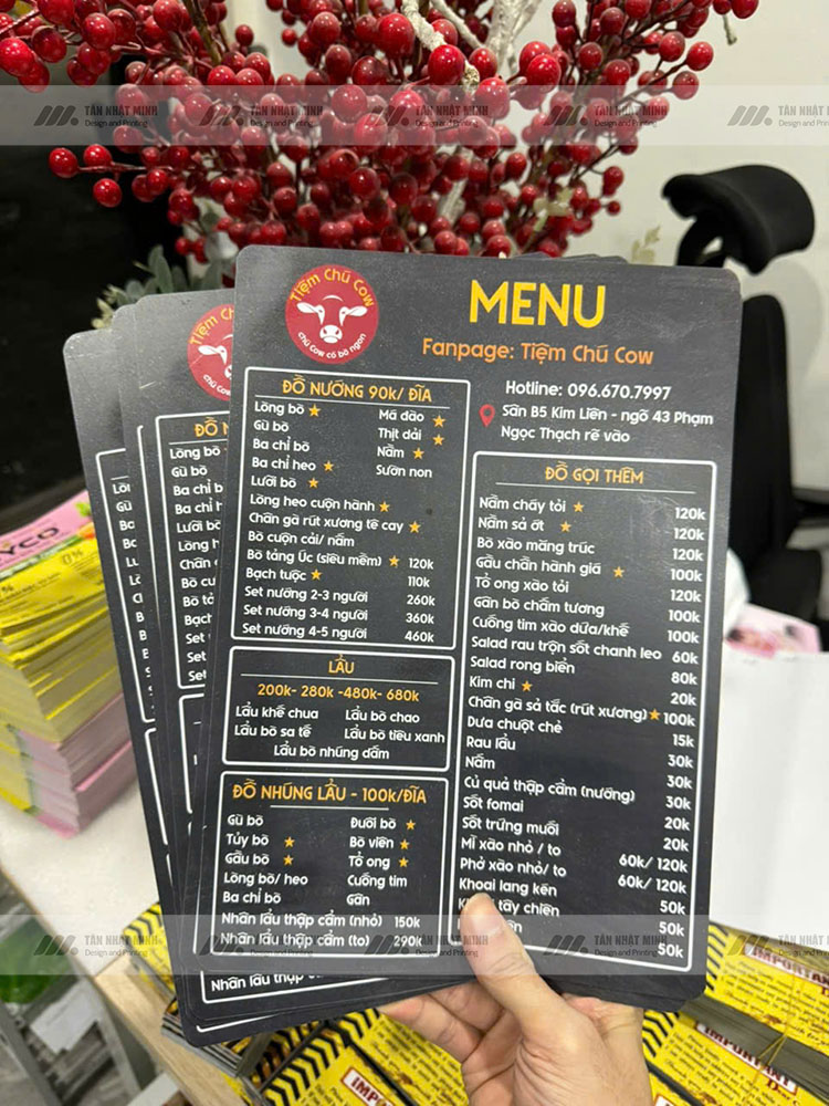 In menu nhựa tại Hà Nội
