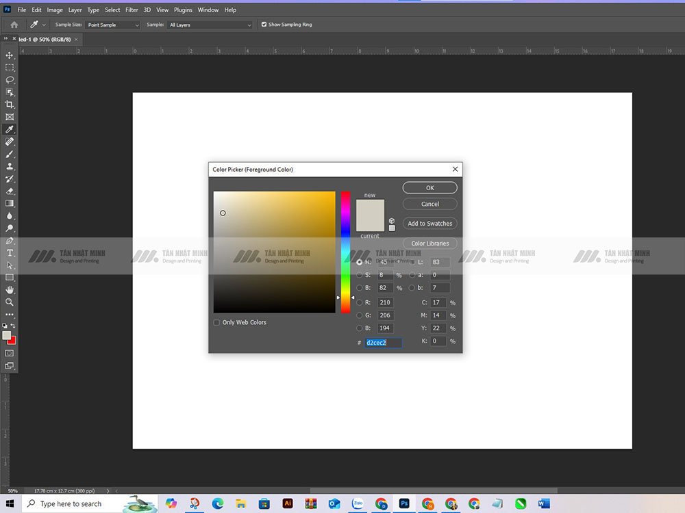 Mở bảng chọn màu trong Photoshop