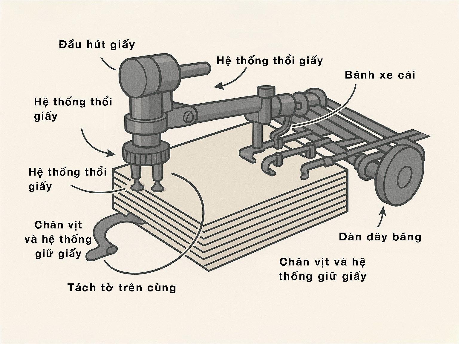 Cấu tạo của bộ phận cấp giấy