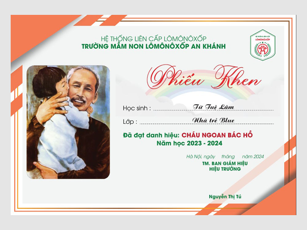 Mẫu Giấy Khen Trường Học Đẹp 