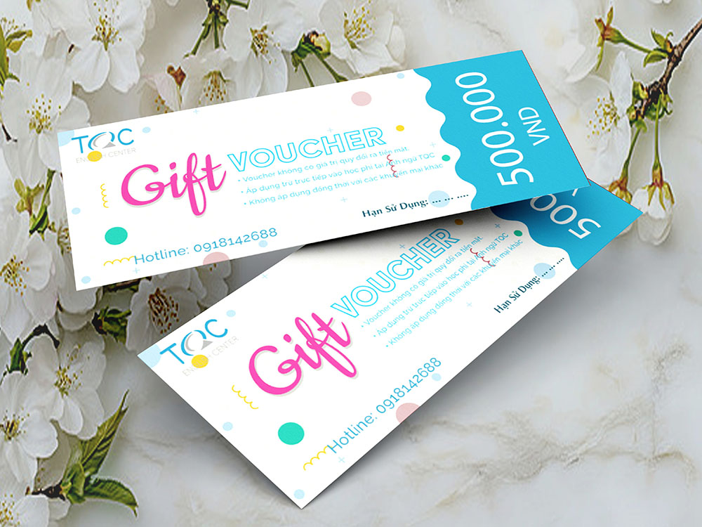 Mẫu voucher giảm giá tiêu biểu cho trung tâm Anh ngữ