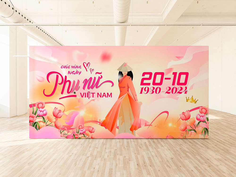 Mẫu Backdrop 20-10 Hiện Đại – Hồng cam