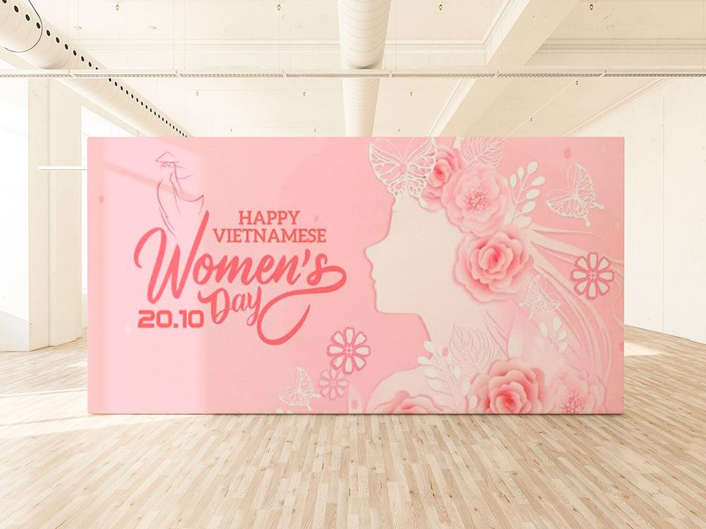 Mẫu Backdrop 20-10 Sang Trọng – Tông Hồng Pastel