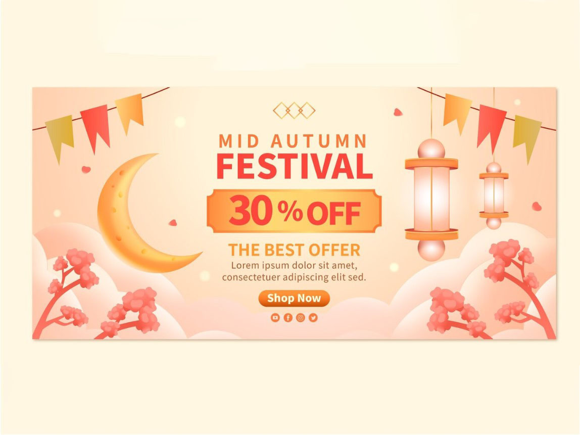 Banner trung thu kết hợp với chương trình ưu đãi giảm giá độc đáo