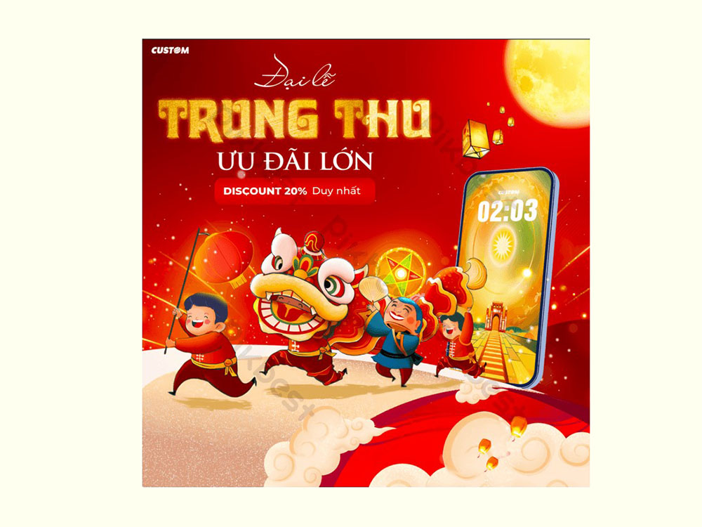 Banner Trung Thu kết hợp công nghệ hiện đại