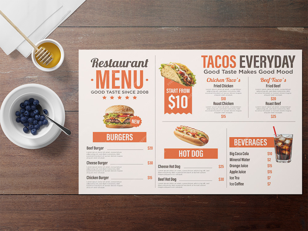Gợi ý bố cục mẫu menu cho tiệm bánh mì