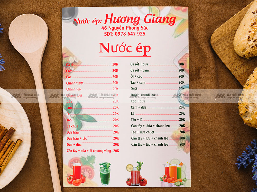 Mẫu Menu Quán Cà Phê Bình Dân