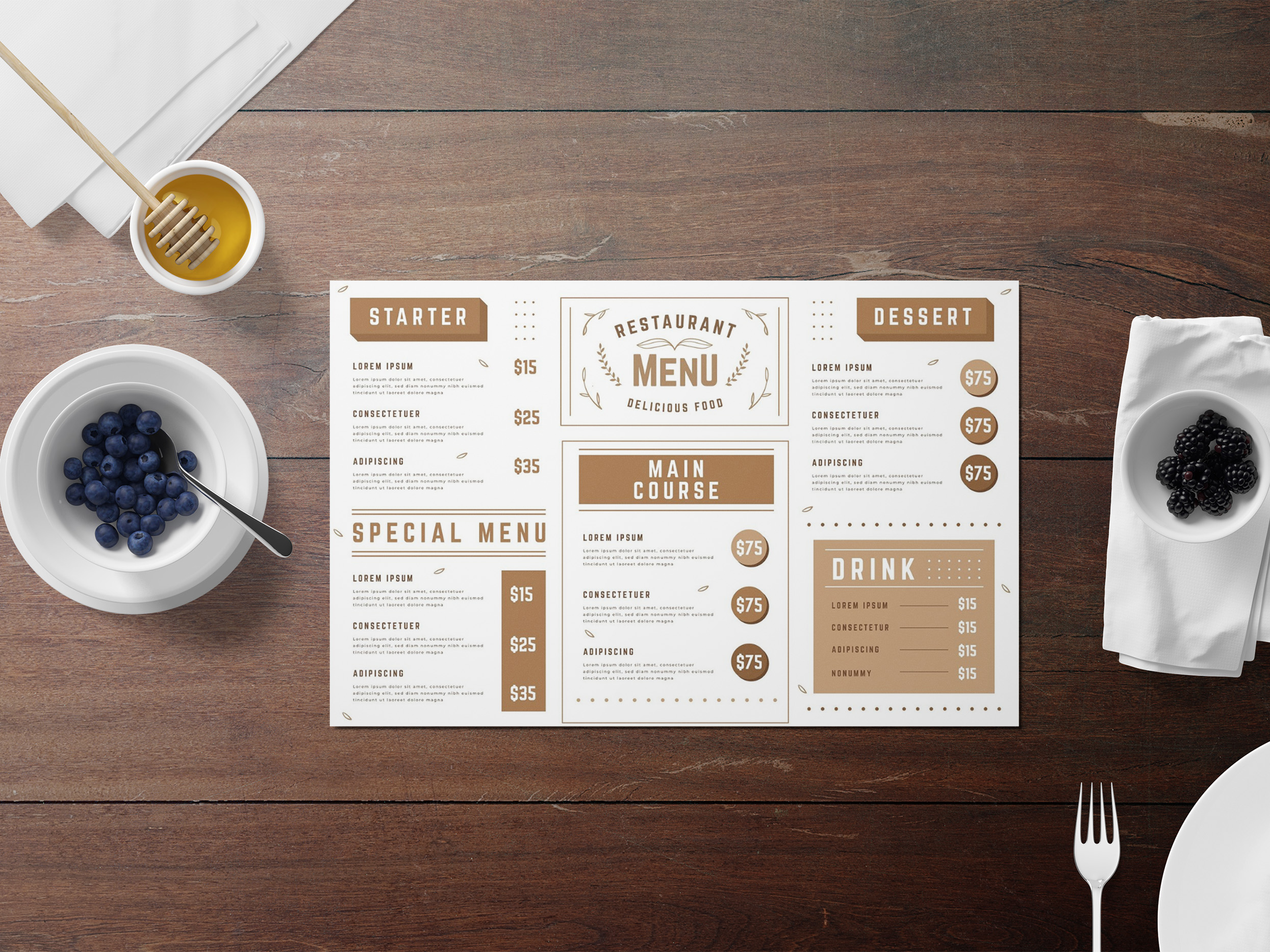 Mẫu Menu Cà Phê Đơn Giản, Mộc Mạc