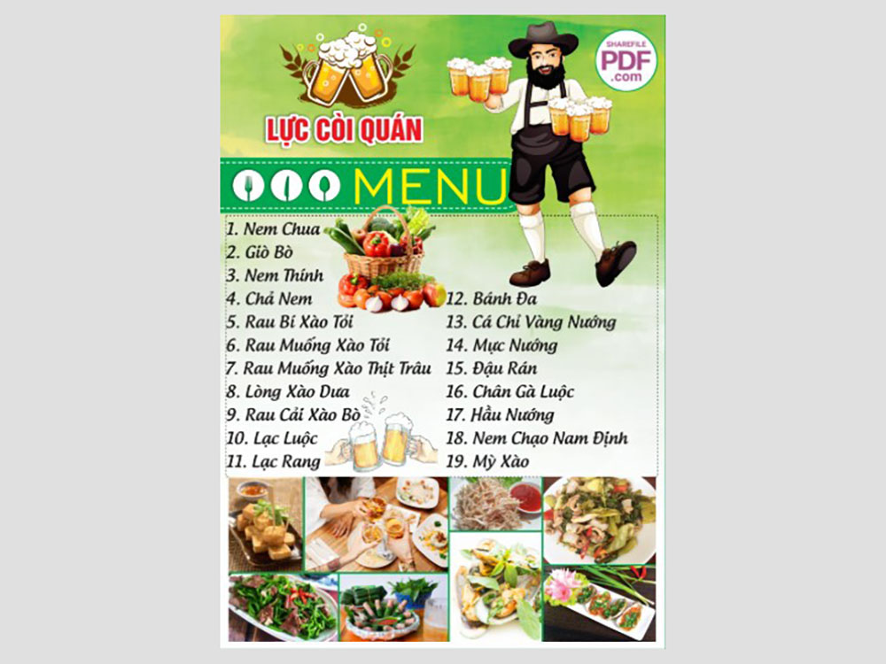 Menu Quán Nhậu Đẹp