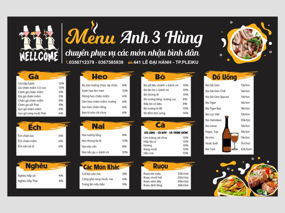 Menu Quán Nhậu Đẹp