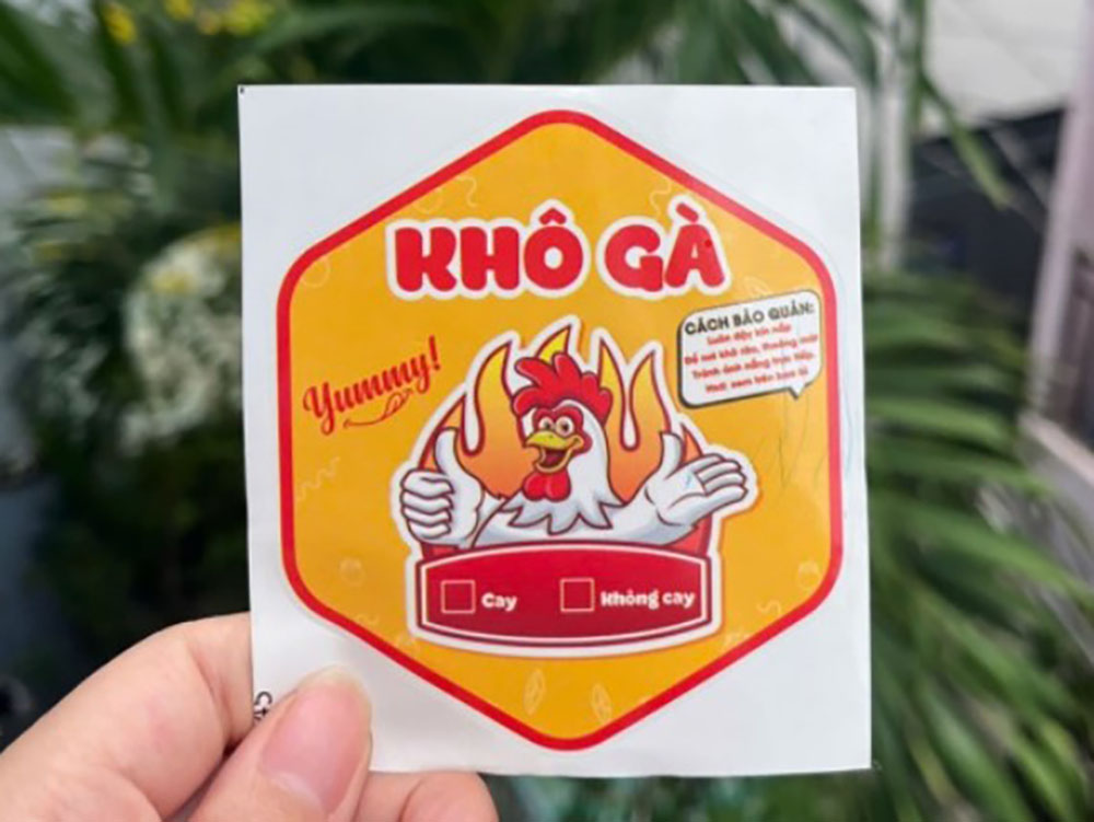 Tem khô gà có hình minh họa vui nhộn
