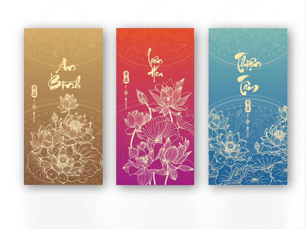 Mẫu bao lì xì hoa sen - Phật giáo tinh tế, đẹp mắt