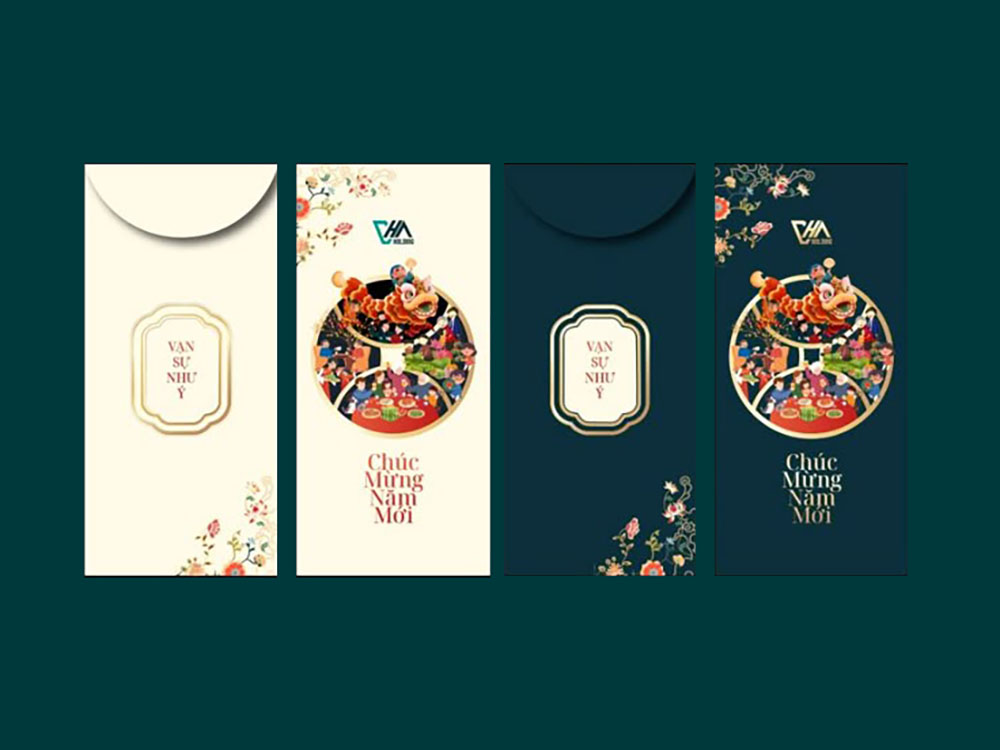 Mẫu ba lì xì đơn giản, cách điệu hình đồng xu