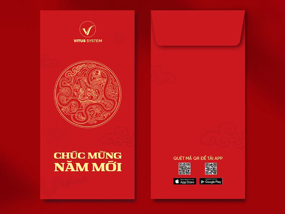 Mẫu bao lì xì đỏ phong cách tối giản