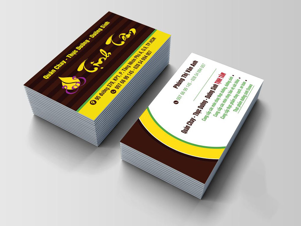 Nội dung cần có trên card visit quán ăn chay
