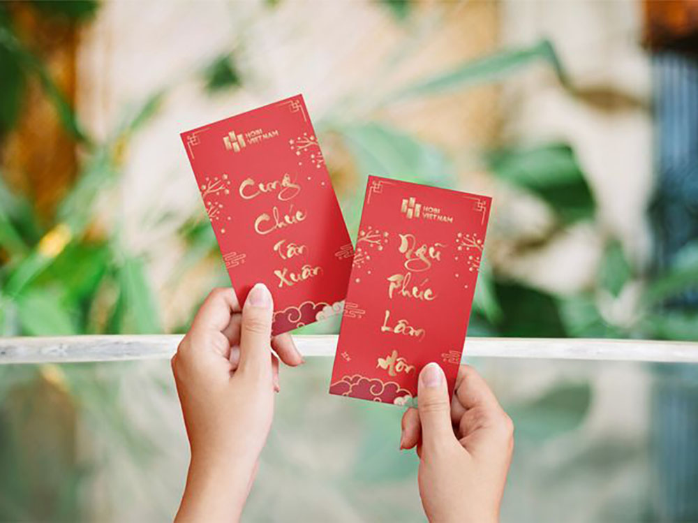 Mẫu Bao Lì Xì Thư Pháp Ép Nhũ Vàng Sang Trọng