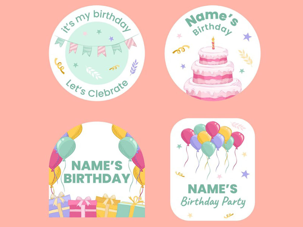 Sticker sinh nhật phong cách hiện đại