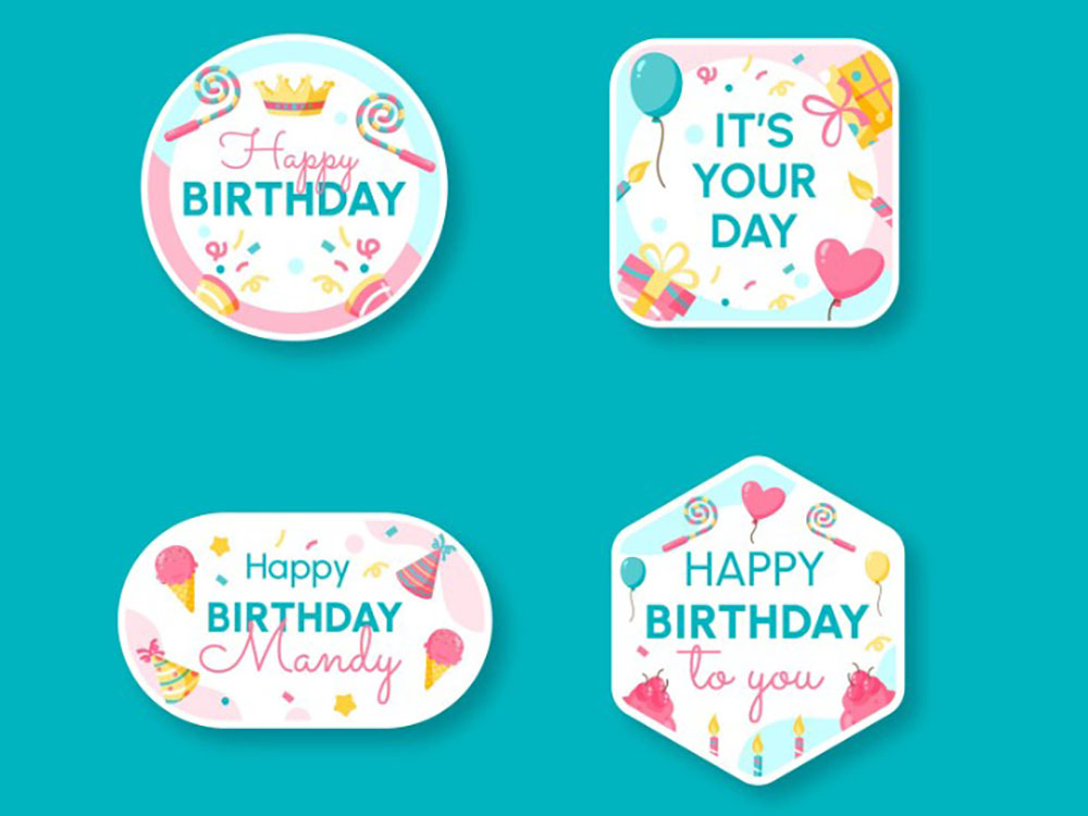Sticker sinh nhật phong cách pastel