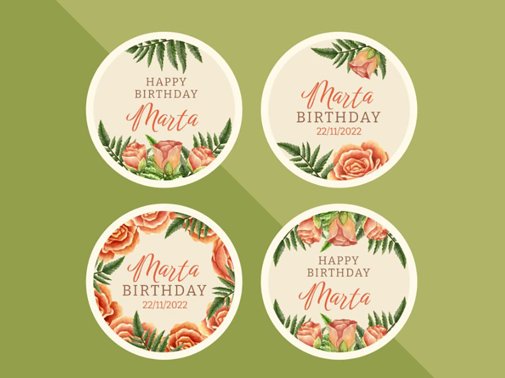 Sticker sinh nhật phong cách vintage