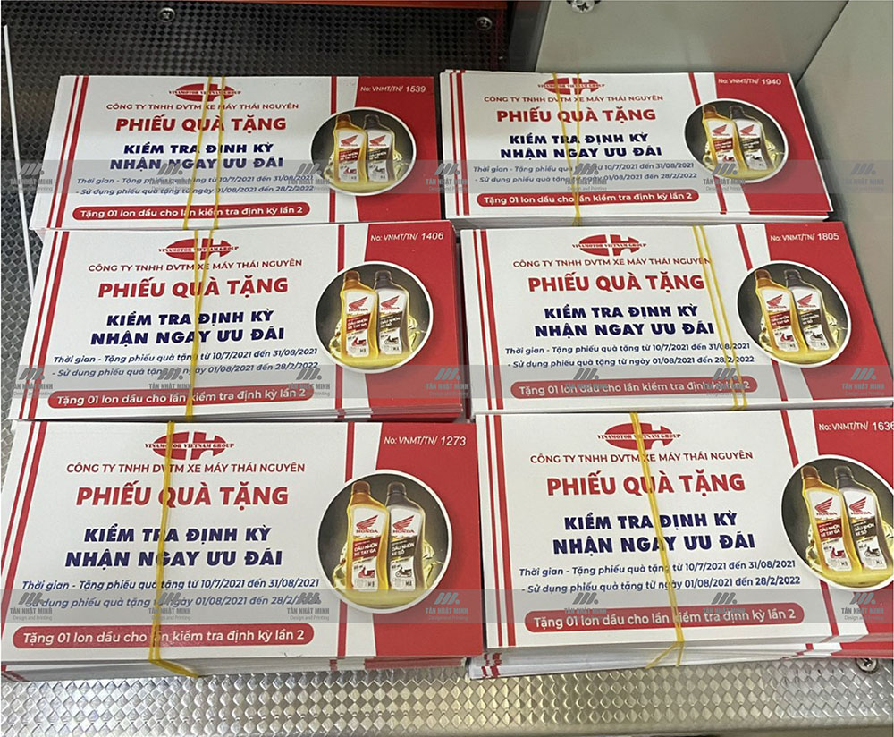 In voucher phiếu quà tặng thay dầu cho HONDA THÁI NGUYÊN