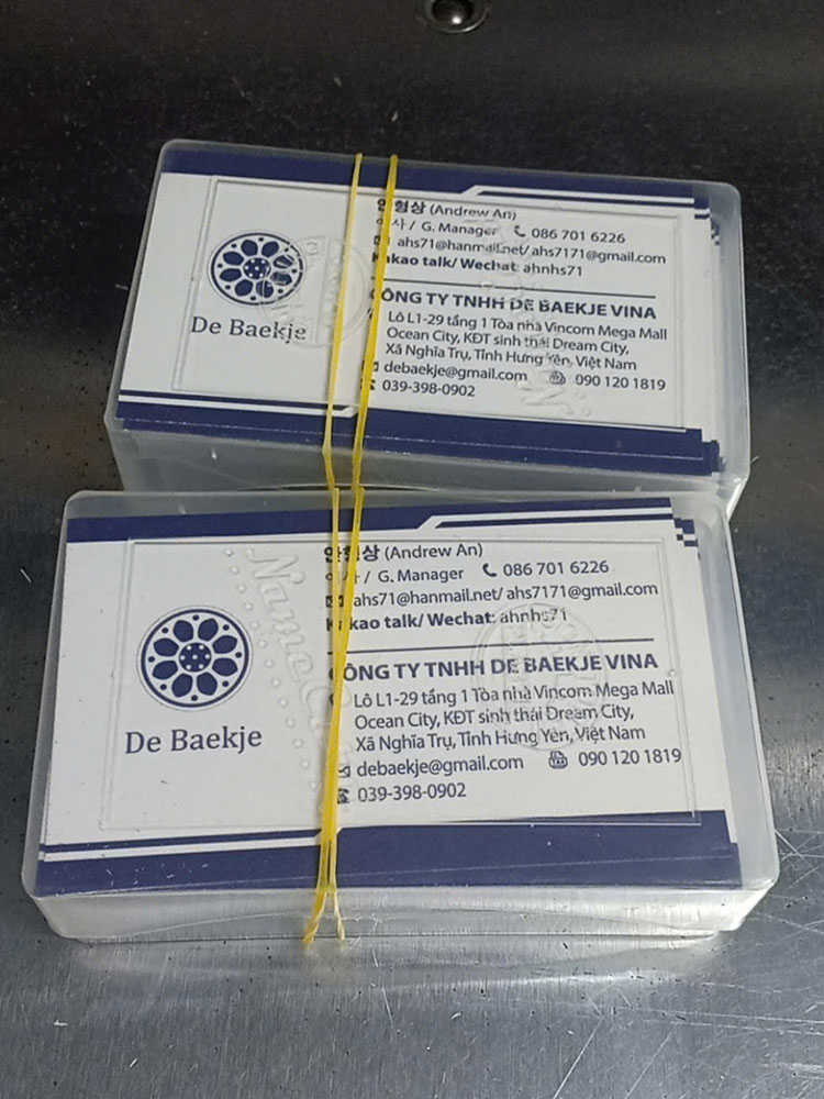 In card visit cho CÔNG TY TNHH DE BAEKJE VINA