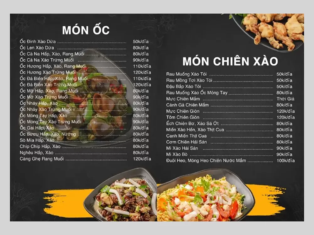 Xưởng In Menu Quán Ốc Giá Rẻ, Uy Tín Tại Hà Nội