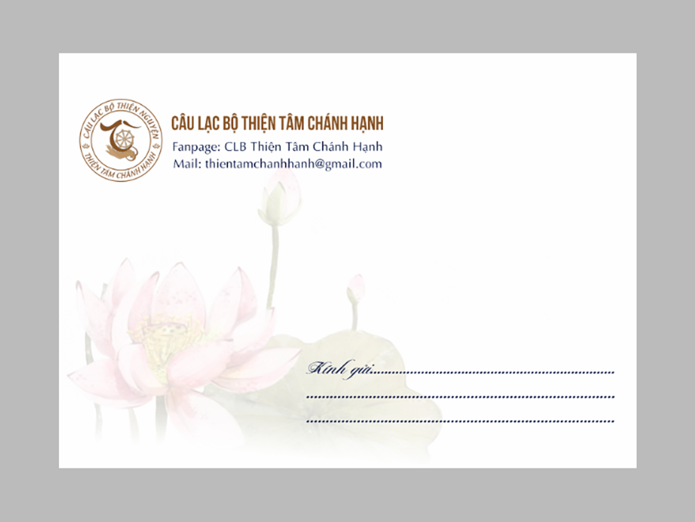 Mẫu phong bì Phật giáo hình hoa sen