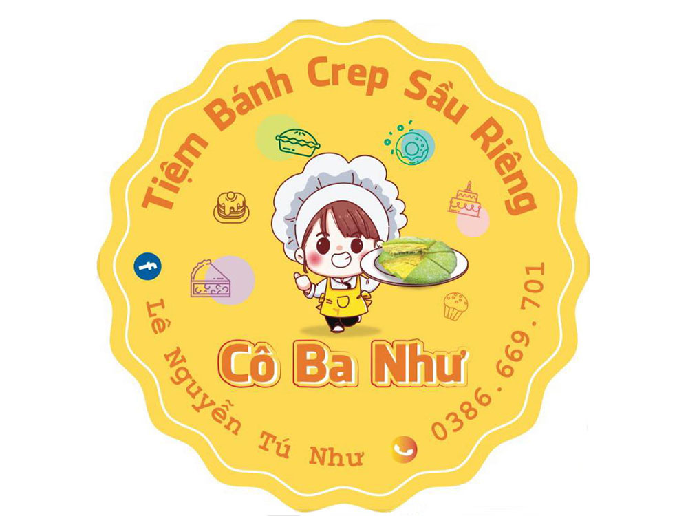 Mẫu Tem Dán Bao Bì Bánh Crepe Sầu Đẹp