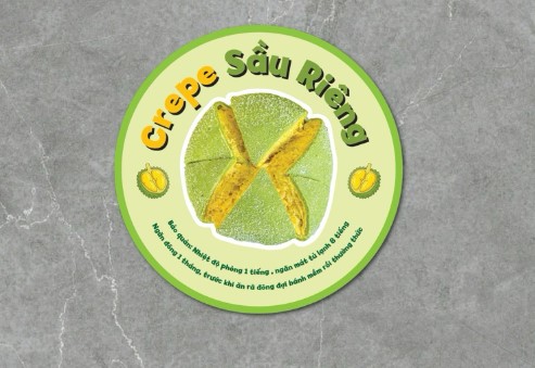 Mẫu Tem Dán Bao Bì Bánh Crepe Sầu Đẹp