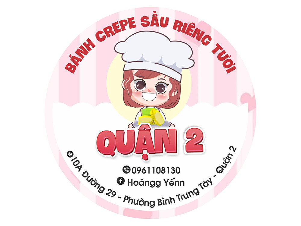 Mẫu Tem Dán Bao Bì Bánh Crepe Sầu Đẹp