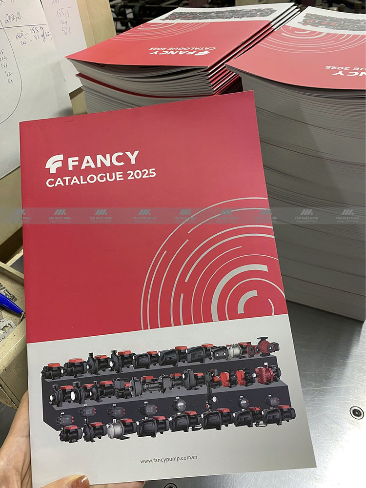 Hoàn thiện dự án in 1000 catalogue máy bơm Fancy