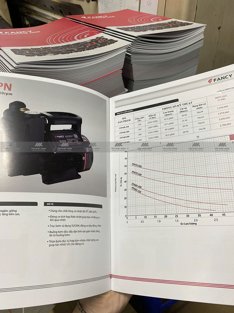 Hoàn thiện dự án in 1000 catalogue máy bơm Fancy