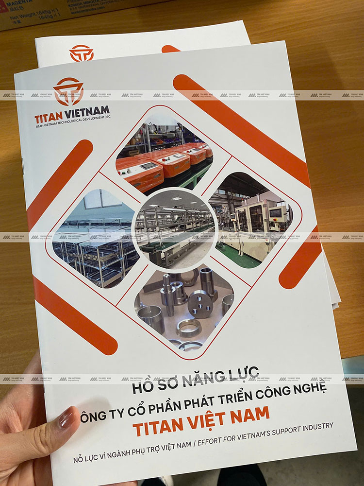 Hình ảnh thực tế in catalogue, hồ sơ năng lực tại Tân Nhật Minh