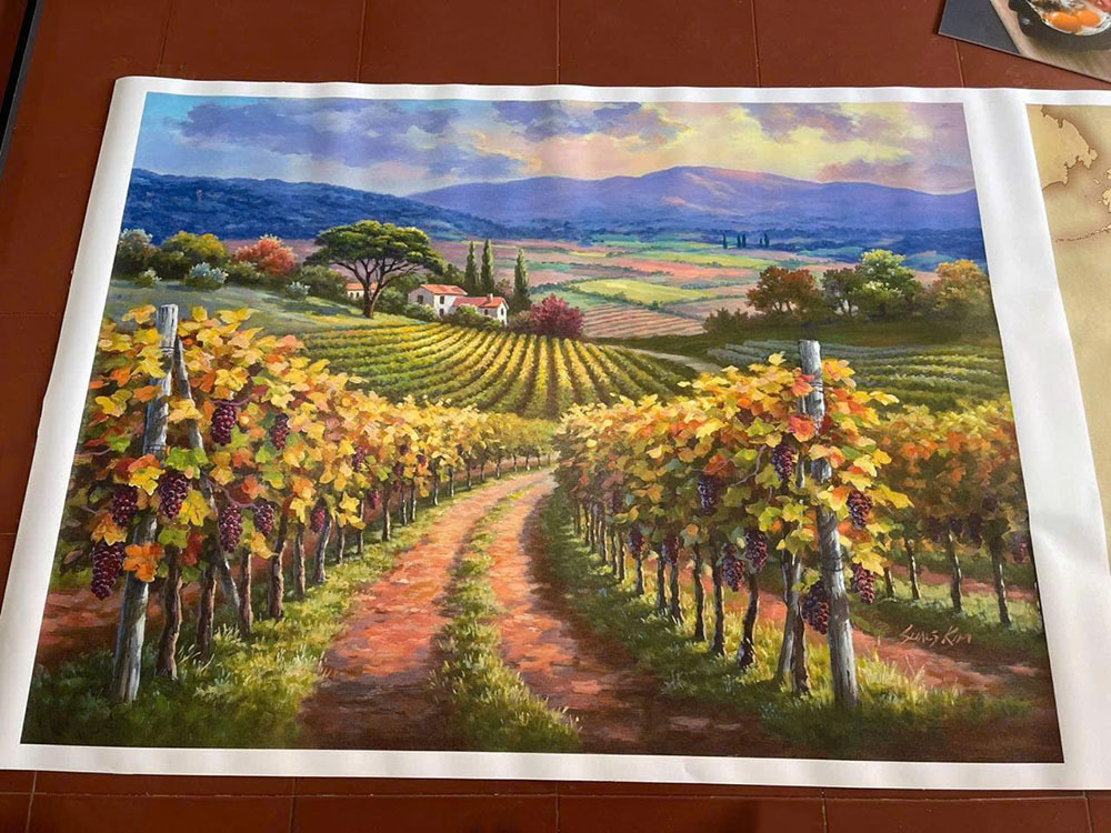In tranh vải canvas phong cảnh " Vườn nho đỏ"