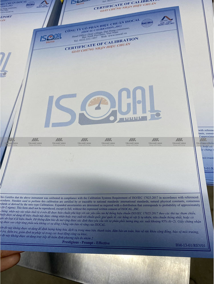 In 100.000 tiêu đề thư thương hiệu ISOCAL